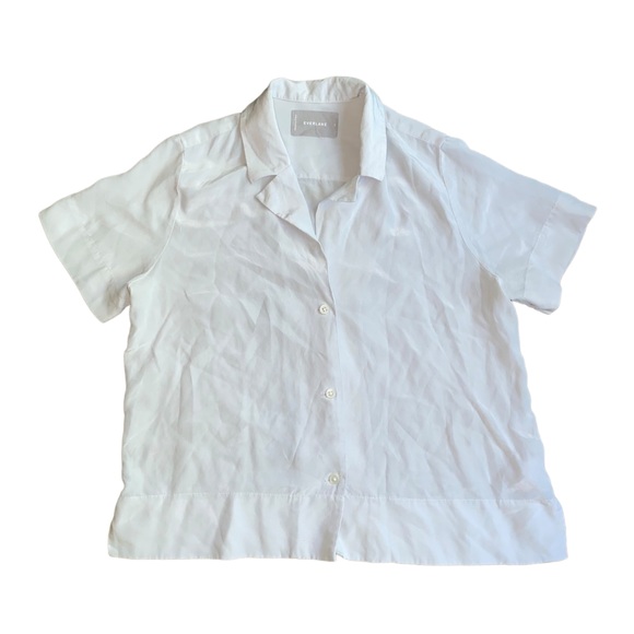 Everlane Tops - Everlane The Clean Silk Short-Sleeve Square Shirt Stone Womens Sz 2